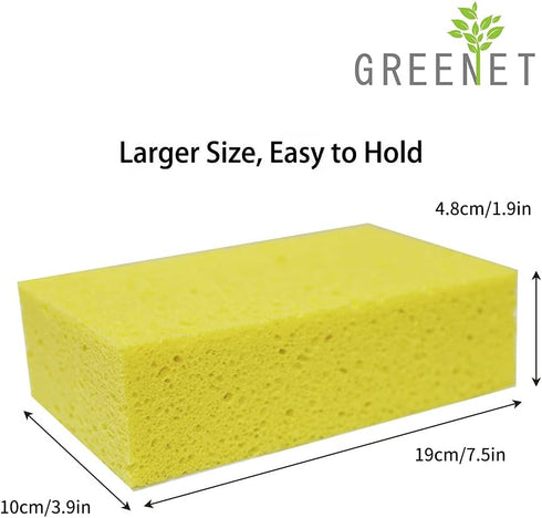 Cellulose Large Sponges for Cleaning, Multi-use Scrub, for Car, Boat and Kitchen, Pack of 3, Yellow, Environmentally Safe Biodegradable