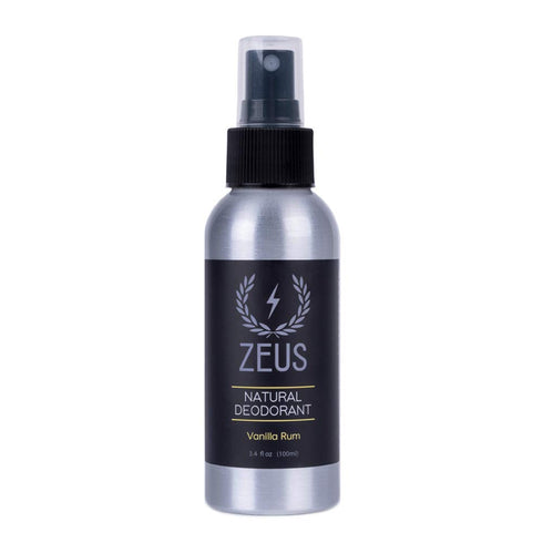 ZEUS Natural Body Deodorant Spray for Men - Aluminum-Free, Vegan-Friendly with Safflower Oil, Vanilla Rum