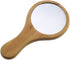 Mini Portable Wood Makeup Mirror, Handmade Round Cosmetic Mirror with Single Handle, 7.1x 13.5cm Size