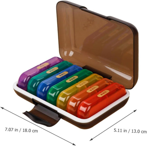SILENRADAWN 7 Weekly Pill Organizer Box with Multi-Grid Compartments Portable Small Medicine Organizer Case