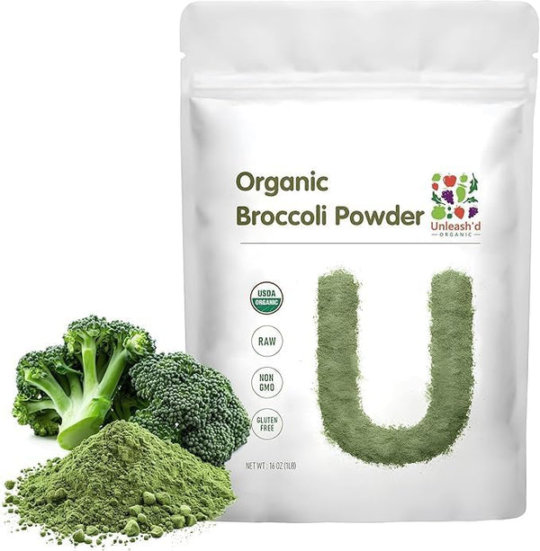 UNLEASH'D ORGANIC Unleashd Organic Broccoli Powder 16 oz 100% Pure Organic Superfood, Raw, Vegan,
