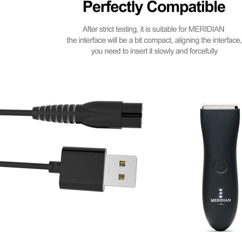 Replacement Charging Cable for Meridian Grooming Electric Shaver Trimmer, 5Ft Charger Power Adapter Cord - Black