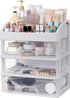 Makeup Organizer with 3 Drawers, Plastic Storage for Vanity, Large Capacity Cosmetic Display Cases for Skin Care