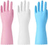 Bamllum Rubber Cleaning Gloves - 3 Pairs Latex Free Kitchen Gloves with Cotton Liner, Non-Slip Waterproof (Medium)