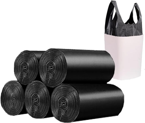 Small Black Trash Bags, 4 Gallon Thicken Value Trash Bag with Handle, 100 Counts for Bathroom Bedroom Office Kitchen