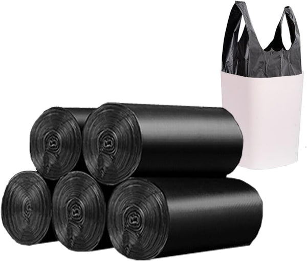 Small Black Trash Bags, 4 Gallon Thicken Value Trash Bag with Handle, 100 Counts for Bathroom Bedroom Office Kitchen