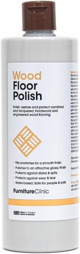 Furniture Clinic Wood Floor Polish - Polishes to a Glossy Finish, Protects Against Stains, 500ml / 17fl oz