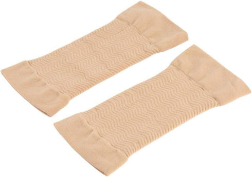 2-in-1 Women's Elastic Compression Arm Sleeves, Slimming Shapers for Weight Loss & Sport Fitness, Black + Nude