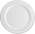 125 Piece Silver Dinnerware Party Set - 50 Silver Rim Plastic Plates, 25 Dinner Plates, 25 Dessert Plates, 25 Forks, 25