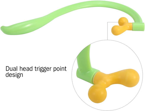 Manual Back Massager with Adjustable Dual Heads Ergonomic Handheld Cane for Neck, Shoulders & Upper Back Pain Relief