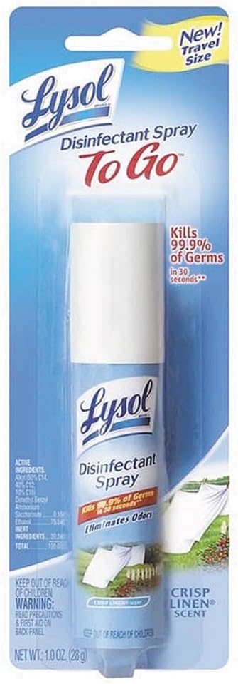Reckitt LYSOL Disinfectant Spray to Go, Crisp Linen Scent 1 oz (Pack of
