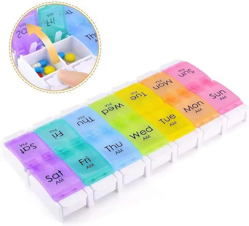 PH Superior Weekly Pill Organizer 7 Day Large Storage Pill Box AM PM Daily
