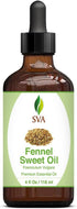 SVA Sweet Fennel Essential Oil, 4 Fl Oz, 100% Natural Fennel Oil for Diffuser, Hair Care, Skin Care, Aromatherapy,