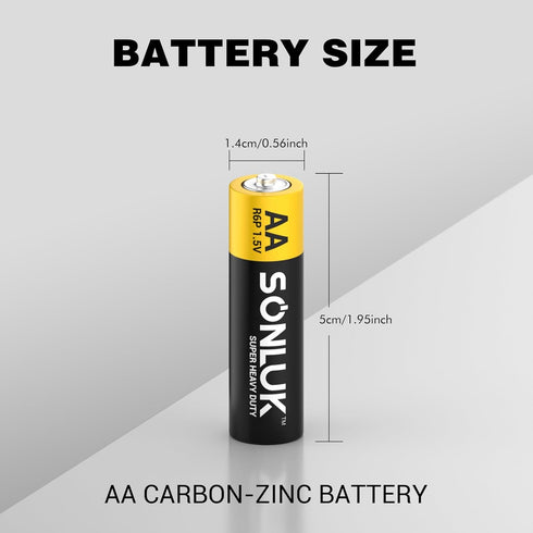 SONLUK 60 Pack 1.5V AA Batteries - Super Heavy Duty Carbon Zinc Double a Batteries, Mercury/Cadmium/Lead-Free, Perfect