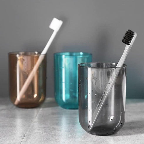 Namzi 2 pcs,1.77 1.77 4inch,Reusable,Simple Brown Translucent Mouthwash Cups * * Design
