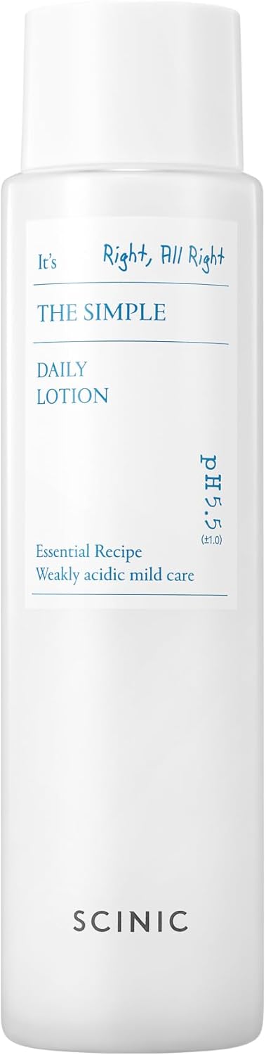 SCINIC The Simple Daily Lotion, Vegan Face Lotion for Sensitive Skin, pH-Balanced Moisture Lotion with Madecassoside.