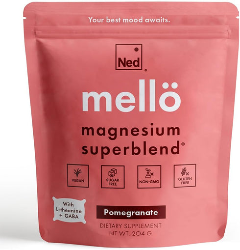 Ned - Melloe Magnesium Superblend - Magnesium Powder Supplement Drink Mix with Natural Magnesium Glycinate &