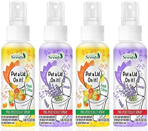 Set of 4 Fresh Toilet Pre Use Sprays, Fresh Citrus and Lavender Scents, Pre-Poop Spray