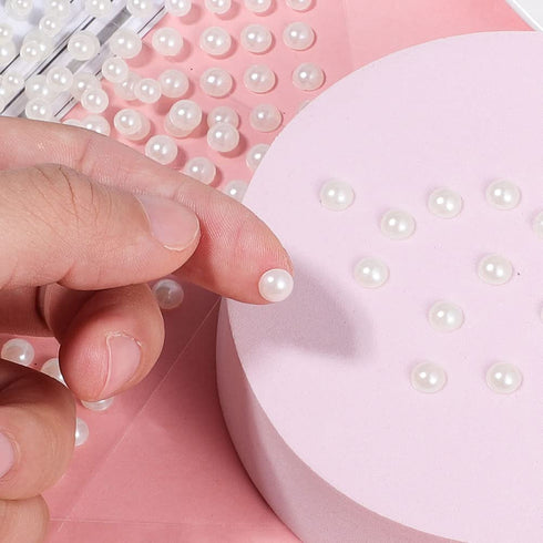 Pearl Stickers for Crafts, Self Adhesive Face Pearl Sticker Gems, 1650 Pcs Stick On Pearls Beads for Face, Makeup,