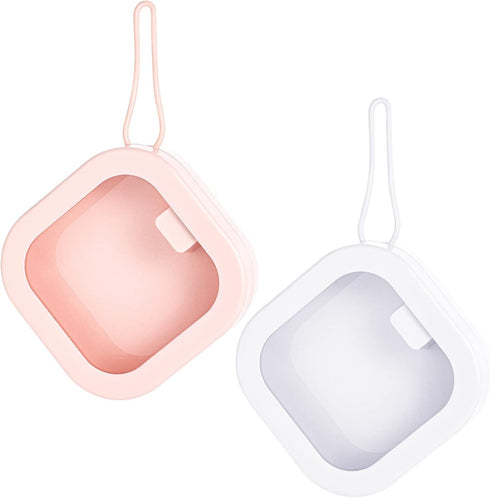 Prudiut 2pcs Hair Tie Organizer - Portable Clip Holder for Baby Teen Girl Women - Christmas Gifts (Pink and White)