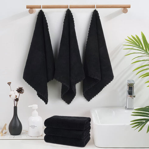 SUNLAND Microfiber Face Cloth, Reusable Makeup Remover Facial Cleansing Towel, 12 Pack Black