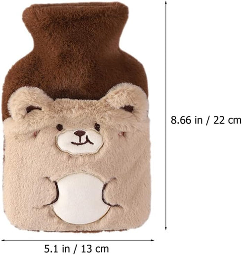 NUOBESTY Reusable Hot Water Bag with Plush Cover Cute Cartoon Leak Portable Warm Water Bottle for Comfort for Hands