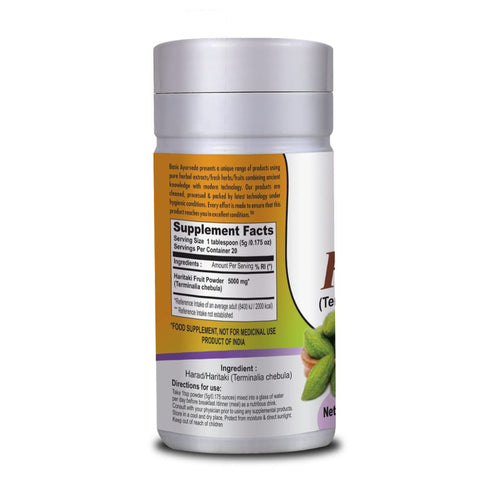 BASIC AYURVEDA Haritaki Powder | Organic Harad Powder for Healthy Digestion | 3.53 Oz (100g)