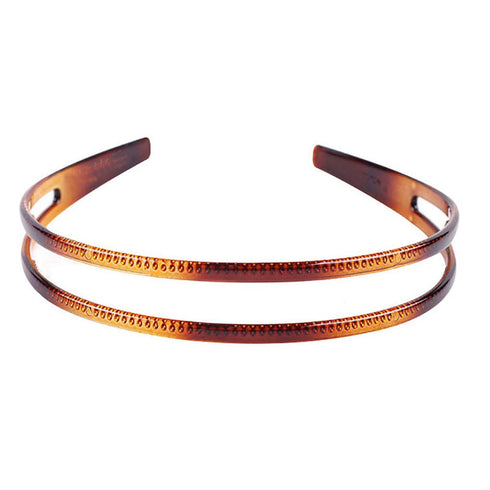 Set of 2 Women Hard Plastic Headband Hair Hoop, Black and Brown High-grade Hairband (Style F#)