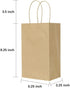 Oikss 100 Pack 5.25x3.25x8.25 Inch Small Plain Natural Paper Kraft Gift Bags with Handles Bulk for Birthday Party Favors Grocery Retail Shopping Business Goody Craft Bags Cub (Brown 100 Count)