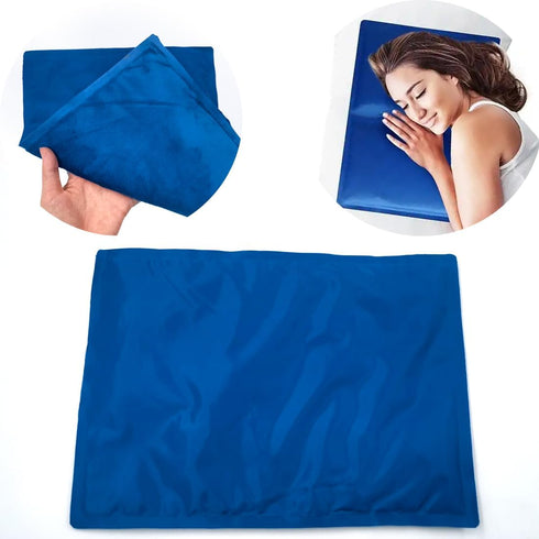 Reusable Gel Ice Pack for Sleeping - Cold Pillow Pad, Chill Pillow for Headaches, Migraines, Night Sweats, Navy Blue
