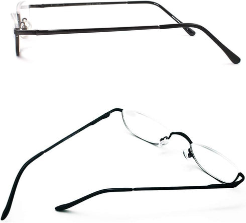 Half Frame Reading Glasses - 2 Pairs Half Metal Moon Readers for Women Men 3.50