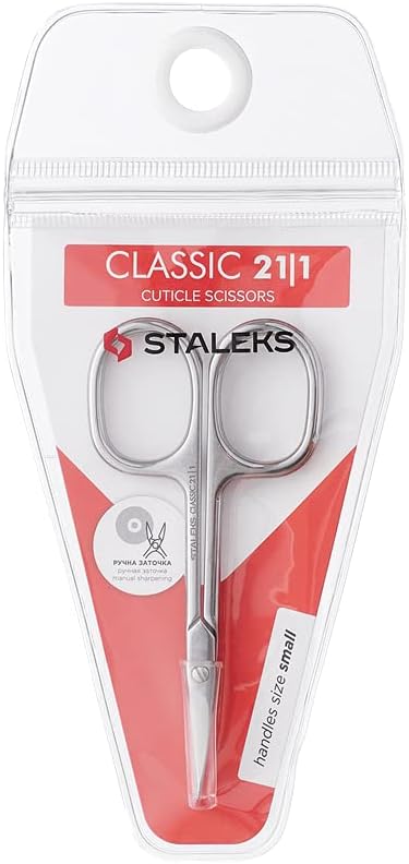 STALEKS Classic 21 Type 1 Premium Cuticle Scissors, Stainless Steel Curved Scissors for Nail Care
