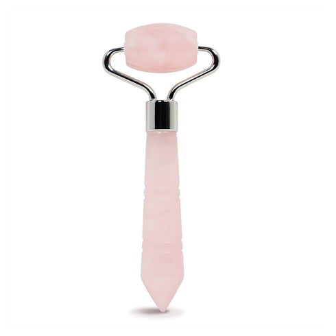 Mini Rose Quartz Face Roller - Improves Skin Tone & Blood Circulation, Reduces Under-Eye Puffiness & Dark Circles