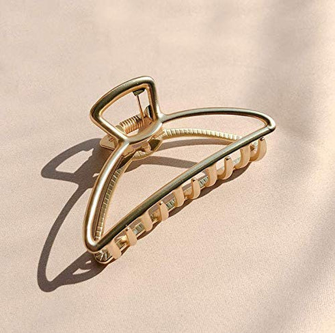 TANG SONG 4PCS Large Metal Hair Claw Clips for Women, Silver, Gold, Rose Gold, Black, Half Bun Hairpins