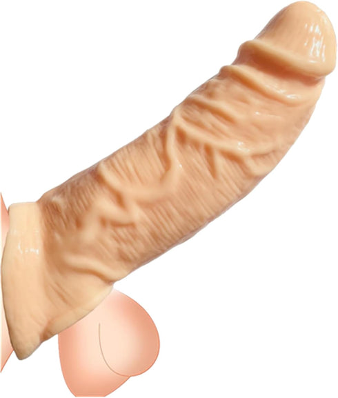 Sponver 8.66in Threaded mace Condoms Male Condom Adult Lock fine Ring Sleeve Extender Flesh