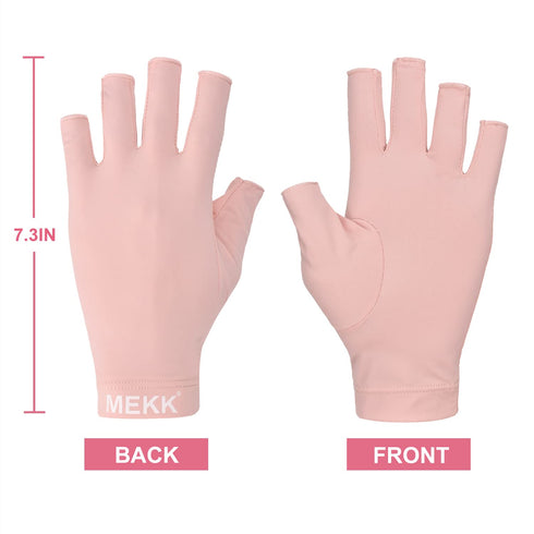 MEKK UV Gloves for Nails, Extra Length UV Light Gloves for Gel Nails, Pink