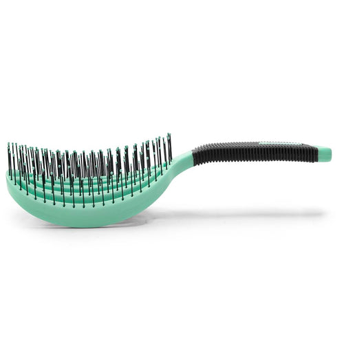 NuWay 4HAIR Double Curved Detangling Brush, U.S. Patented, Hair Dryer Safe, Mint Green