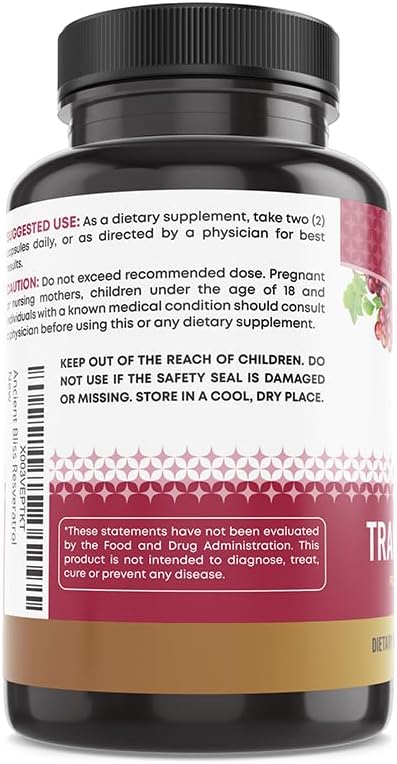 Ancient Bliss Resveratrol Antioxidant Supplement with Green Tea & Grape Seed Extract for Vitality & Immune Support