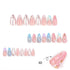 Stiletto Press on Nails, Medium Almond Fake Nails with French Tip and 3D Butterfly Flowers, 24Pcs Glossy Acrylic