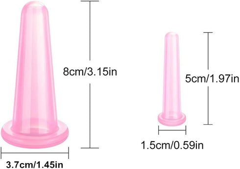 Natural Silicone Massage Cup, Anti Cellulite Facial Cupping Therapy for Face, Neck, Body, Anti-Aging Beauty Tool (Pink)