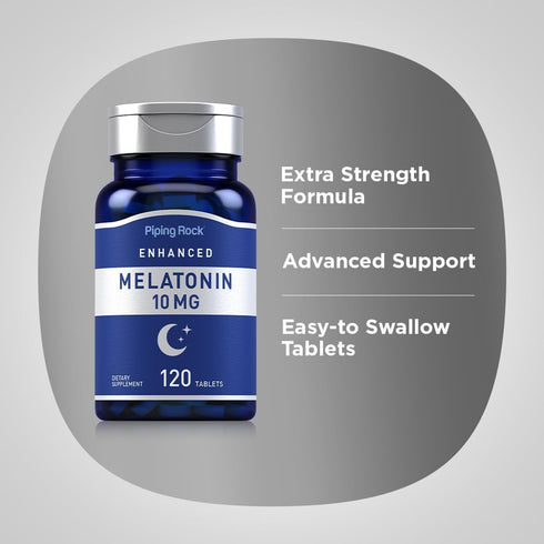 Piping Rock Melatonin 10mg 120 Tablets | Extra Strength with L-Theanine | Vegetarian, Non-GMO, Gluten Free