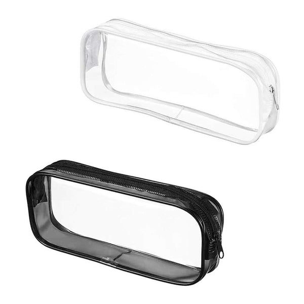 sowaka 2 Pcs Waterproof Cosmetic Pouch Bag, Transparent Zipper Toiletry Bags for Travel, Home Office, Large Capacity