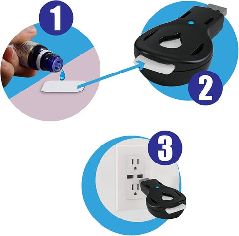 Aromakey USB Aromatherapy Diffuser, Black, with 5 Unscented Refill Pads for Home, Office, Car, and Travel
