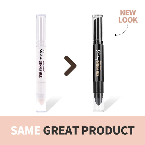 Highlighter Stick, Double Ended Highlighter Makeup Stick with Sponge Brush, Shimmer Waterproof Long Lasting Smooth Silver Glitter Brighten Face Makeup Pencil, 1 Count