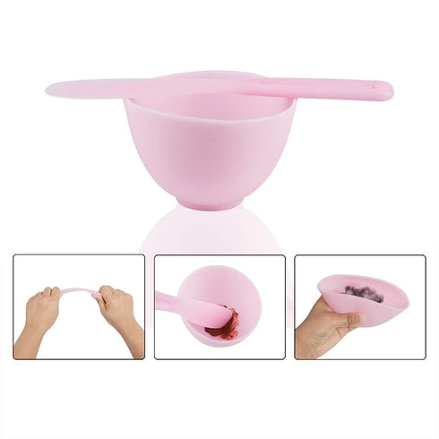 Sonku Facemask Mixing Bowl Set - Silicone DIY Face Mask Tool Kit with Bowl, Brush, Spatula, Measuring Tools, Pink