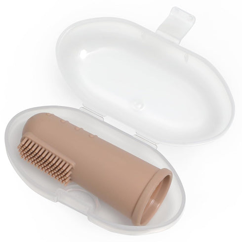 Baby Finger Toothbrush with Case, Food Grade Silicone, BPA Free, 2-Pack (Dusty Lilac + Apricot)