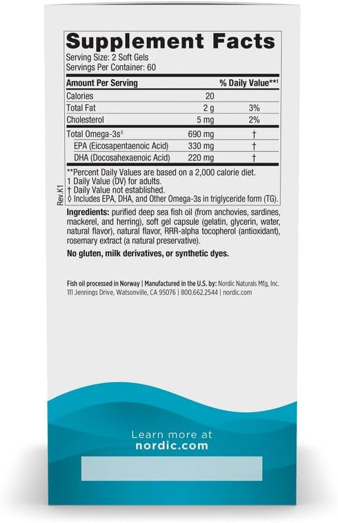 Omega-3, 120 690 Omega-3 Immune 60 Nordic Naturals Lemon Flavor - Soft Gels - mg - Fish Oil - EPA & DHA - Support