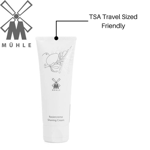 MÜHLE Organic Shaving Cream, Natural with Argan Oil, TSA Travel Size, 75mL (2.5 oz)