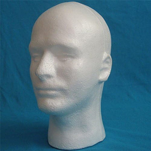 Male Wig Display Mannequin Head Stand, Styrofoam Foam, White