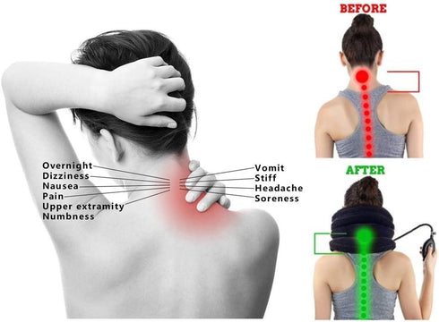 Inflatable Cervical Neck Traction Air Pillow, Pain Relief Collar for Adults, Grey